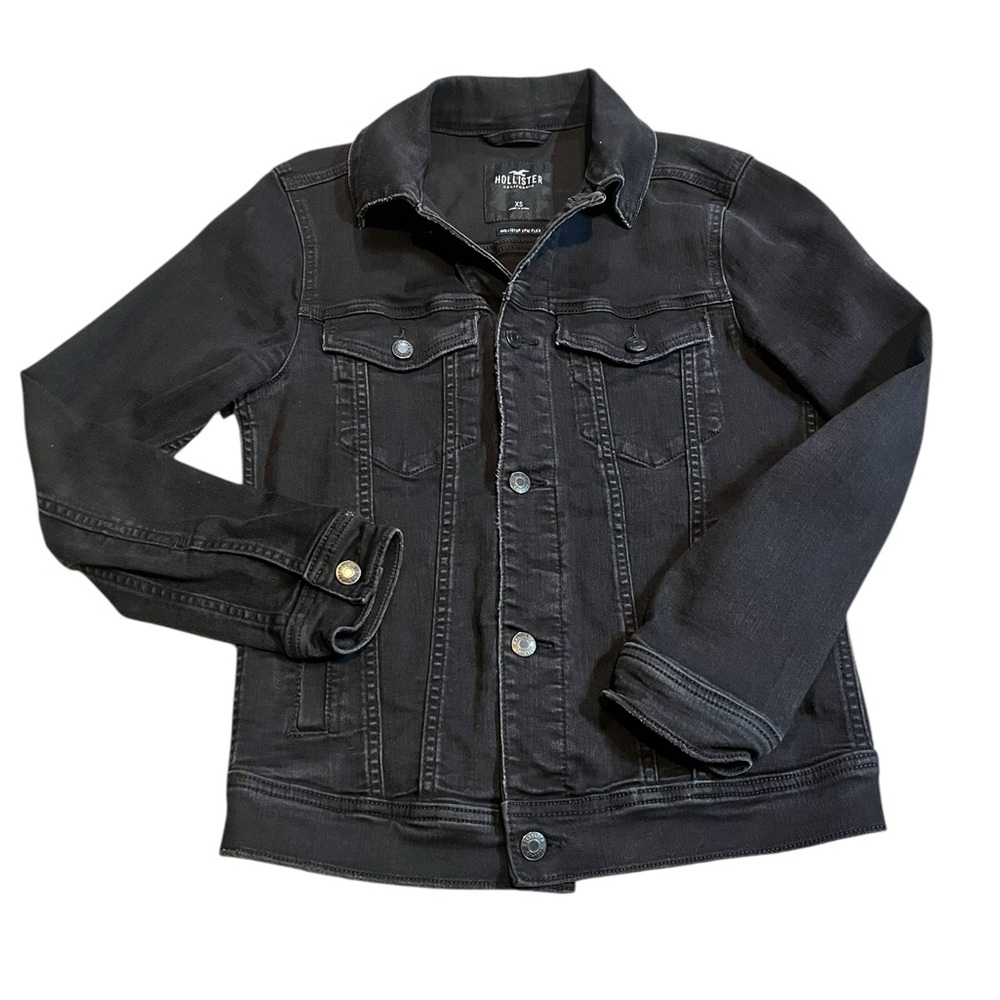 Hollister Black Denim Trucker Jacket Epic Flex Stretch XS